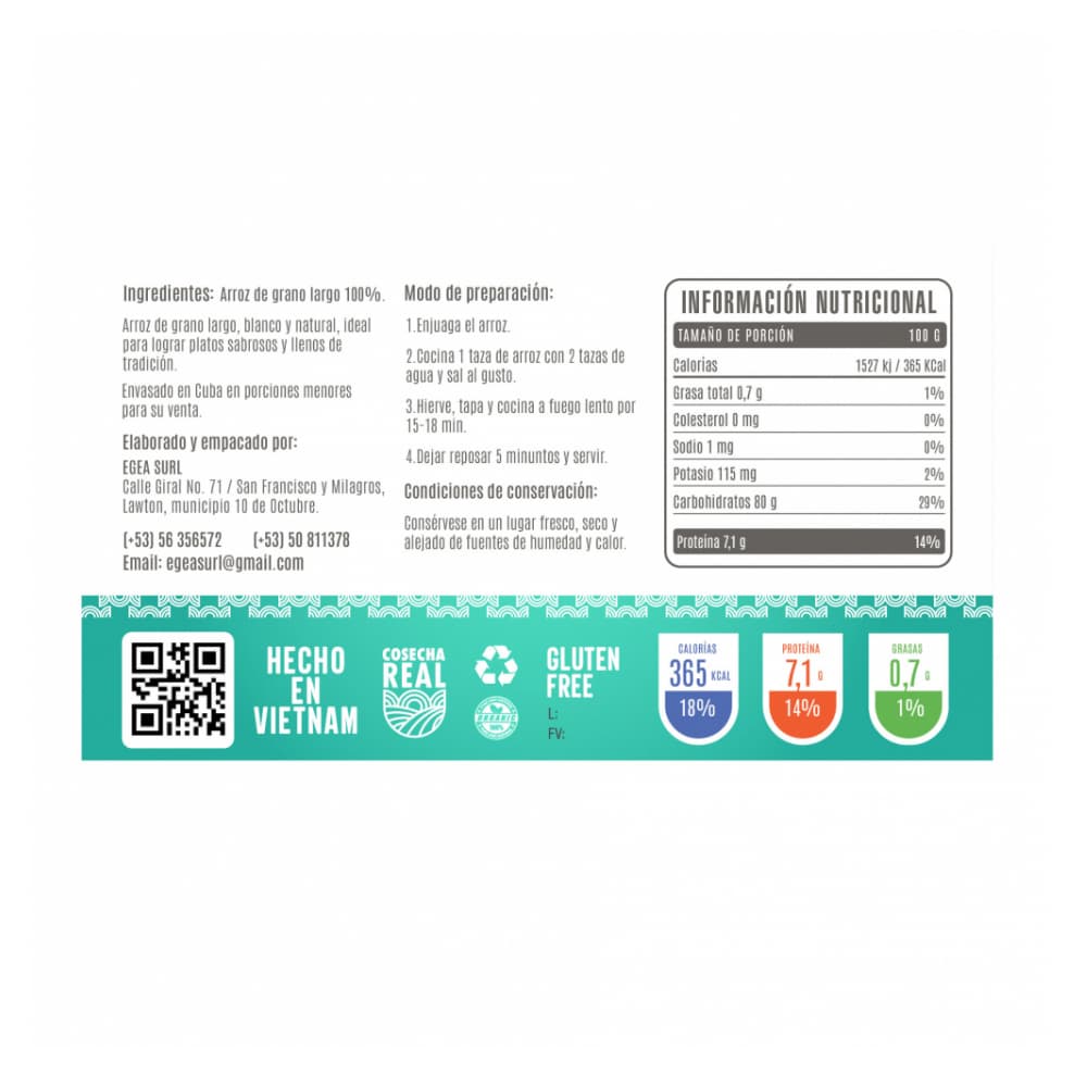 Arroz de grano largo Cosecha Real (5 x 500 g / 1.1 lb) - Miniatura 2