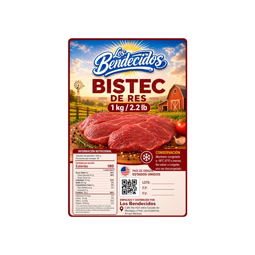 Bistec de res Los Bendecidos (1 kg / 2.2 lb) - Miniatura 2