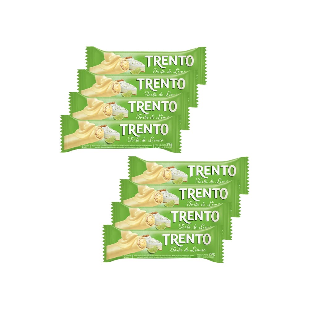 Barquilla rellena sabor torta limón cubierta con chocolate blanco Trento (8 x 29 g / 1.02 oz) - Imagen 1