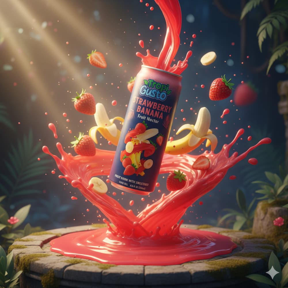 Néctar de frutas sabor banana y fresa Tropi Gusto (250 ml) - Miniatura 4