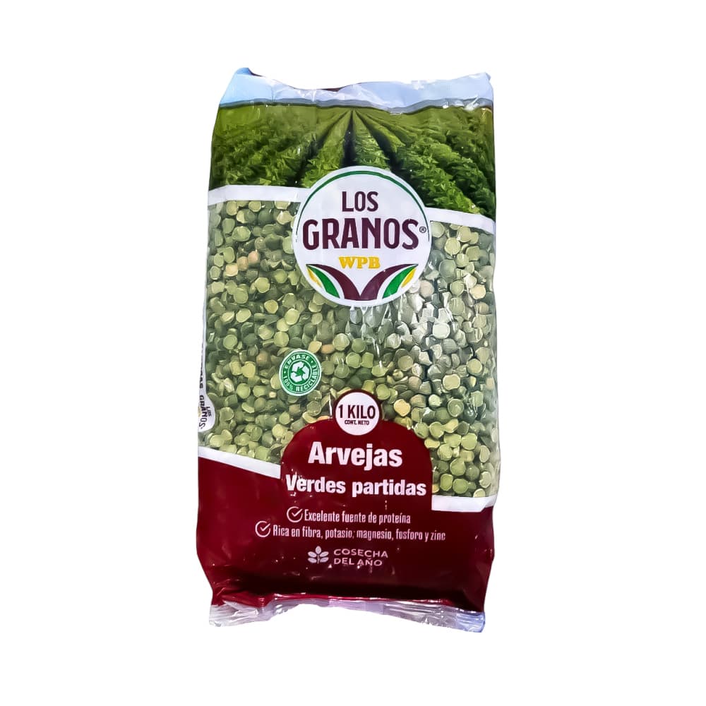 Arvejas verdes partidas - chícharos - LOS GRANOS (1 kg / 2.2 lb) - Imagen 1