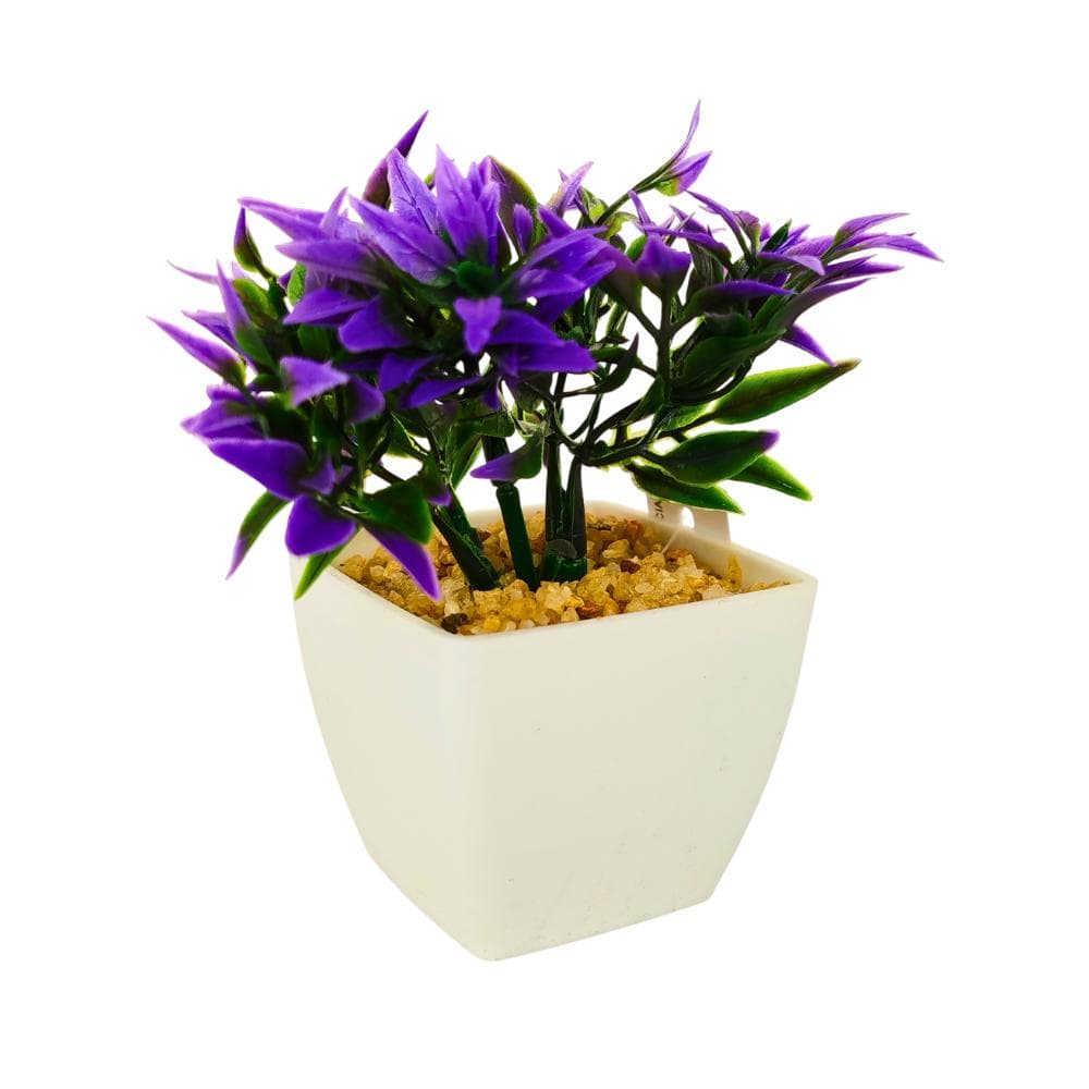 Maceta con plantas artificial verde y violeta Tiara - Miniatura 1