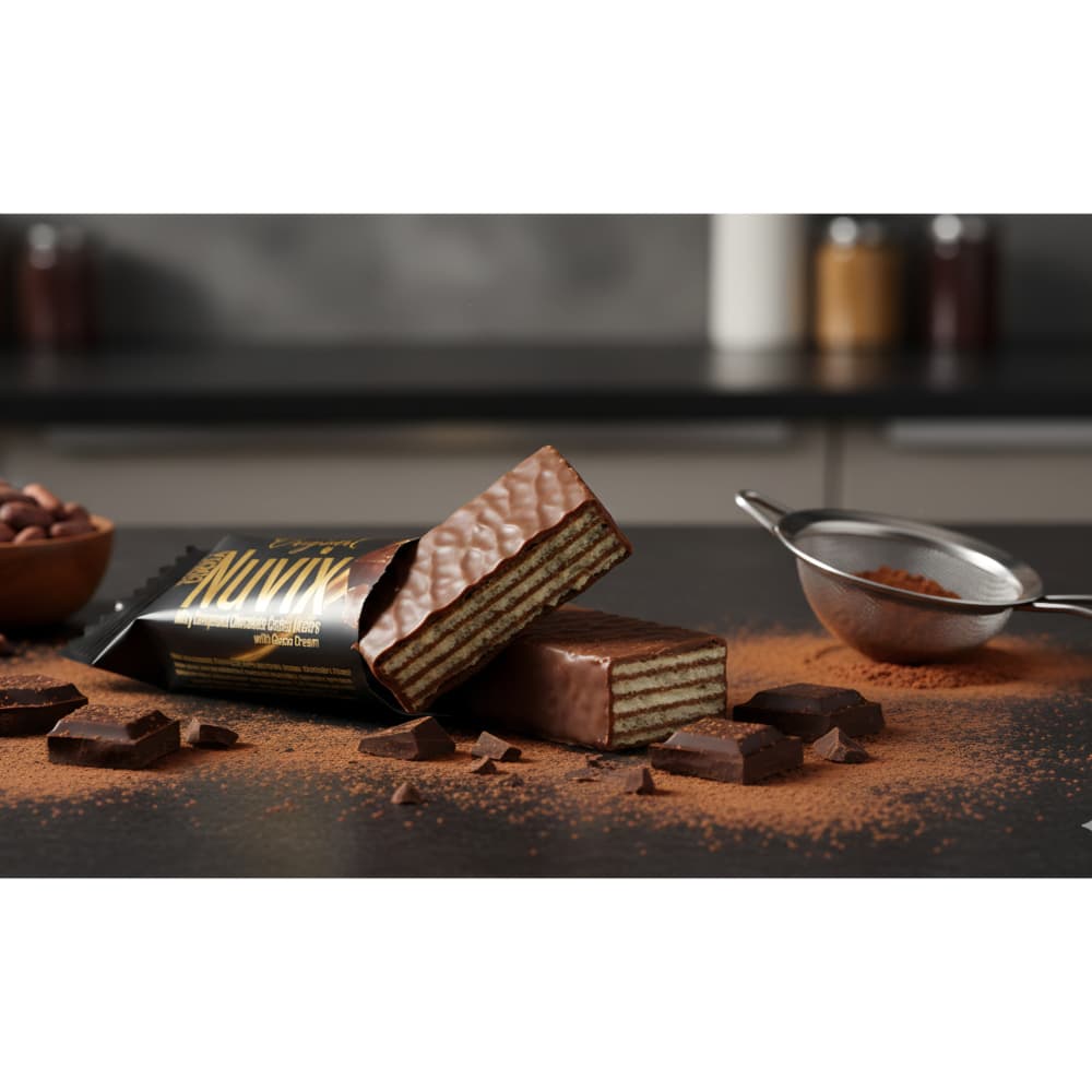 Oblea con relleno de cacao y cobertura de chocolate Nuvix Hazal (35 g / 1.23 oz) - Miniatura 4