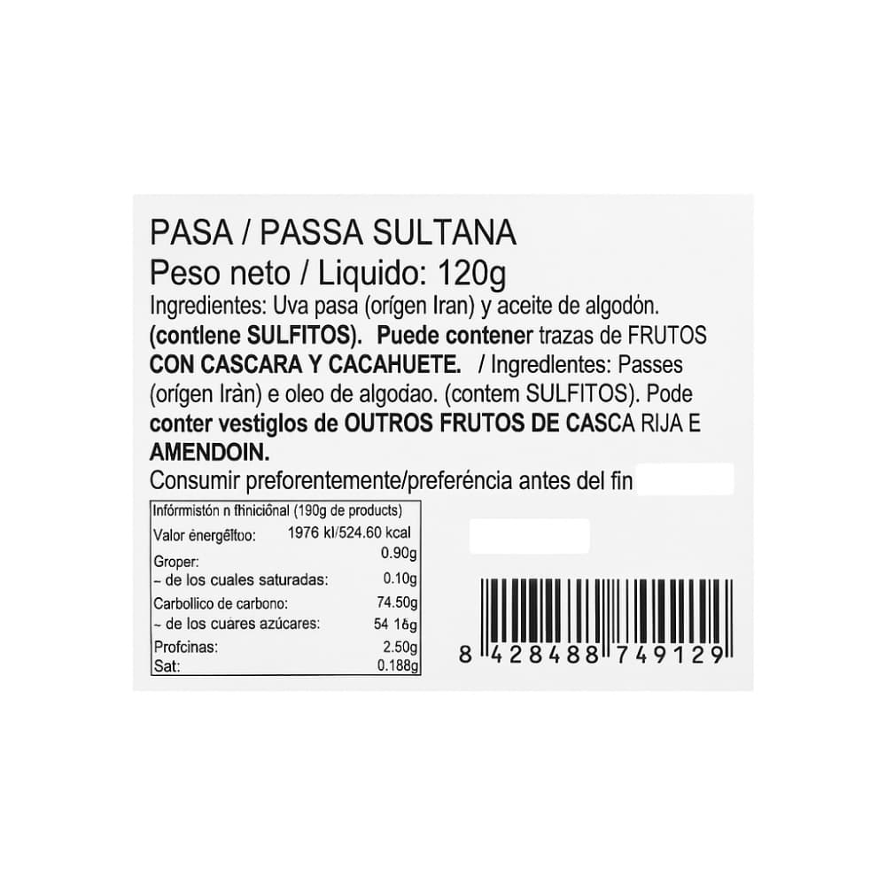 Frutos secos pasas Sagacor (120 g / 4.23 oz) - Miniatura 3