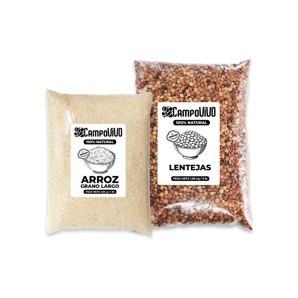 Combo de granos Campo Vivo: Arroz de grano largo + Lentejas - Imagen 1