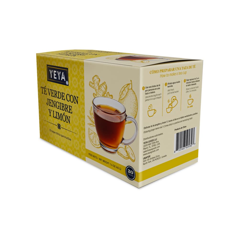 Té verde con jengibre y limón YEYA (60 x 40 g / 1.4 oz) - Miniatura 2