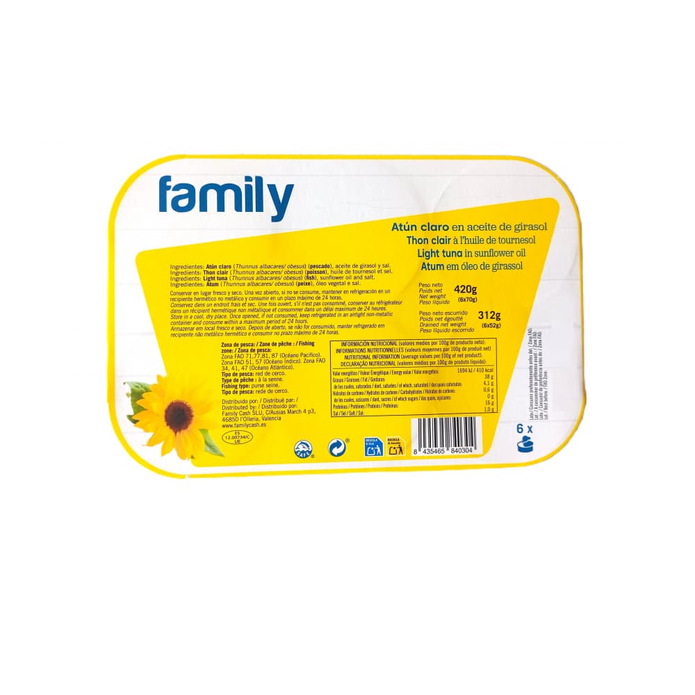Atún claro en aceite de girasol Family (420 g / 14.8 oz) - Miniatura 2
