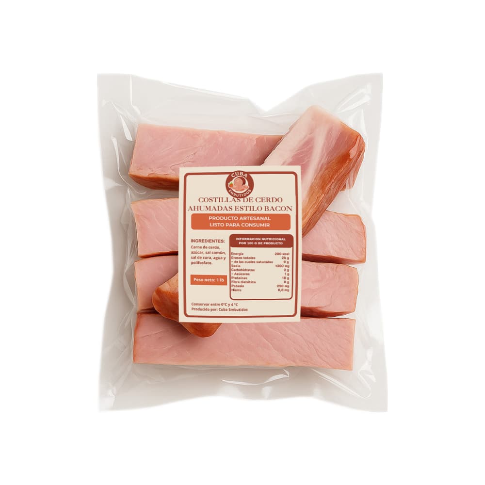 Costillas de cerdo ahumadas estilo bacón Cuba Embutidos (454 g / 1 lb) - Miniatura 2