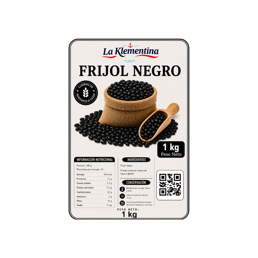 Frijol negro La Klementina (1 kg / 1.1 lb) - Miniatura 2