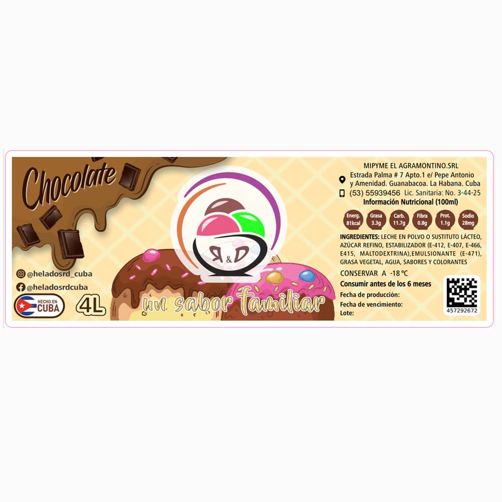 Helado sabor chocolate R&D (4 L) - Miniatura 2