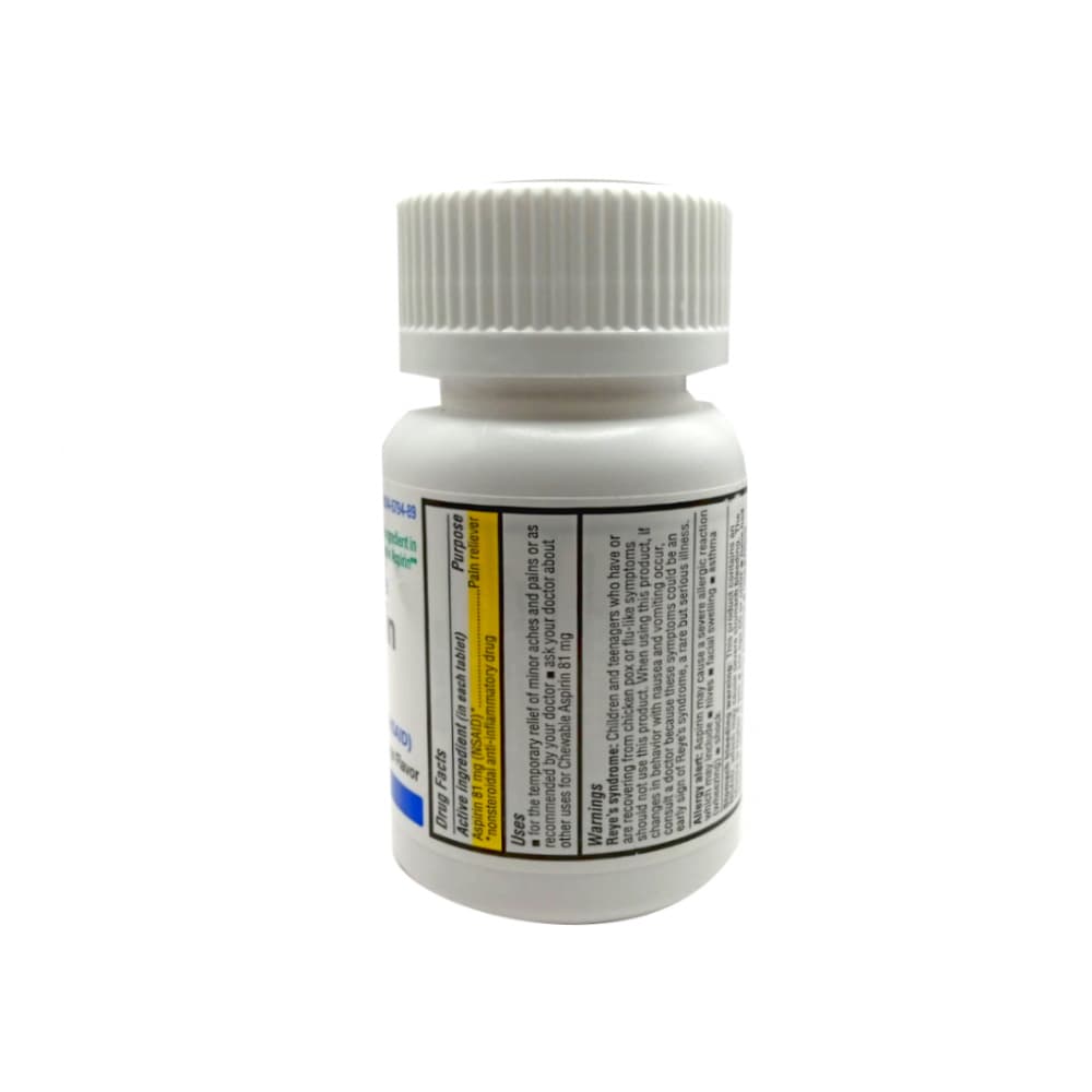 Aspirina. Ácido acetil salicílico masticable sabor naranja 81 mg Major (90 tabletas) - Miniatura 3
