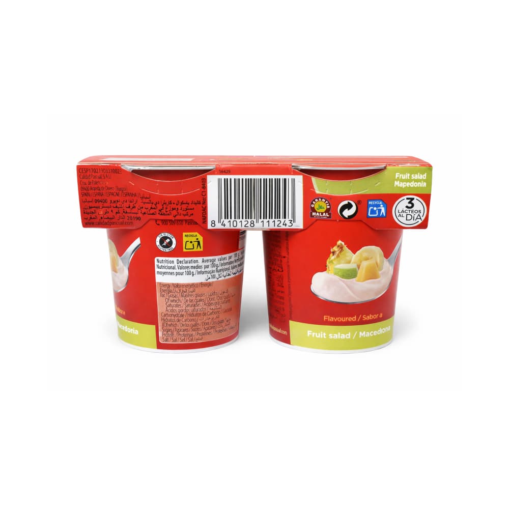 Yogur pasteurizado después de la fermentación semidesnatado sabor a macedonia Pascual (8 x 120 g / 4.23 oz) - Miniatura 3