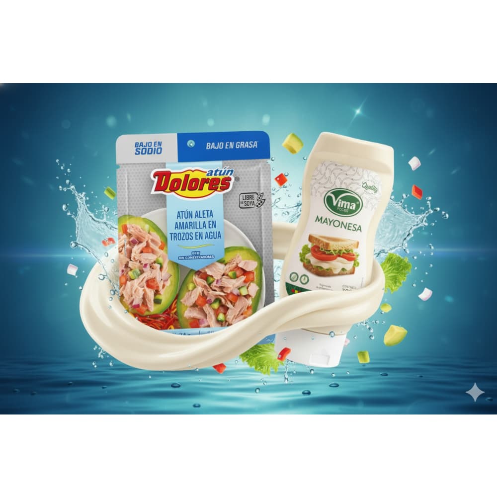 Atún aleta amarilla en trozos en agua Dolores (74 g / 2.61 oz) + Mayonesa Vima Foods (300 ml) - Miniatura 4