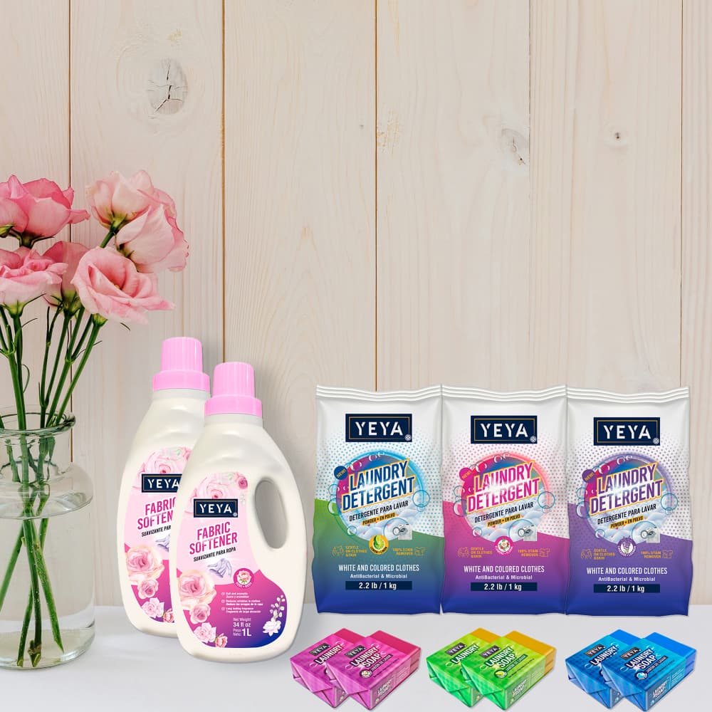 Combo lavandería esencial YEYA: detergente en polvo (3 x 1 kg) + suavizante para ropa (2 x 1 L) + jabón de lavar (6 x 250 g) - Miniatura 3