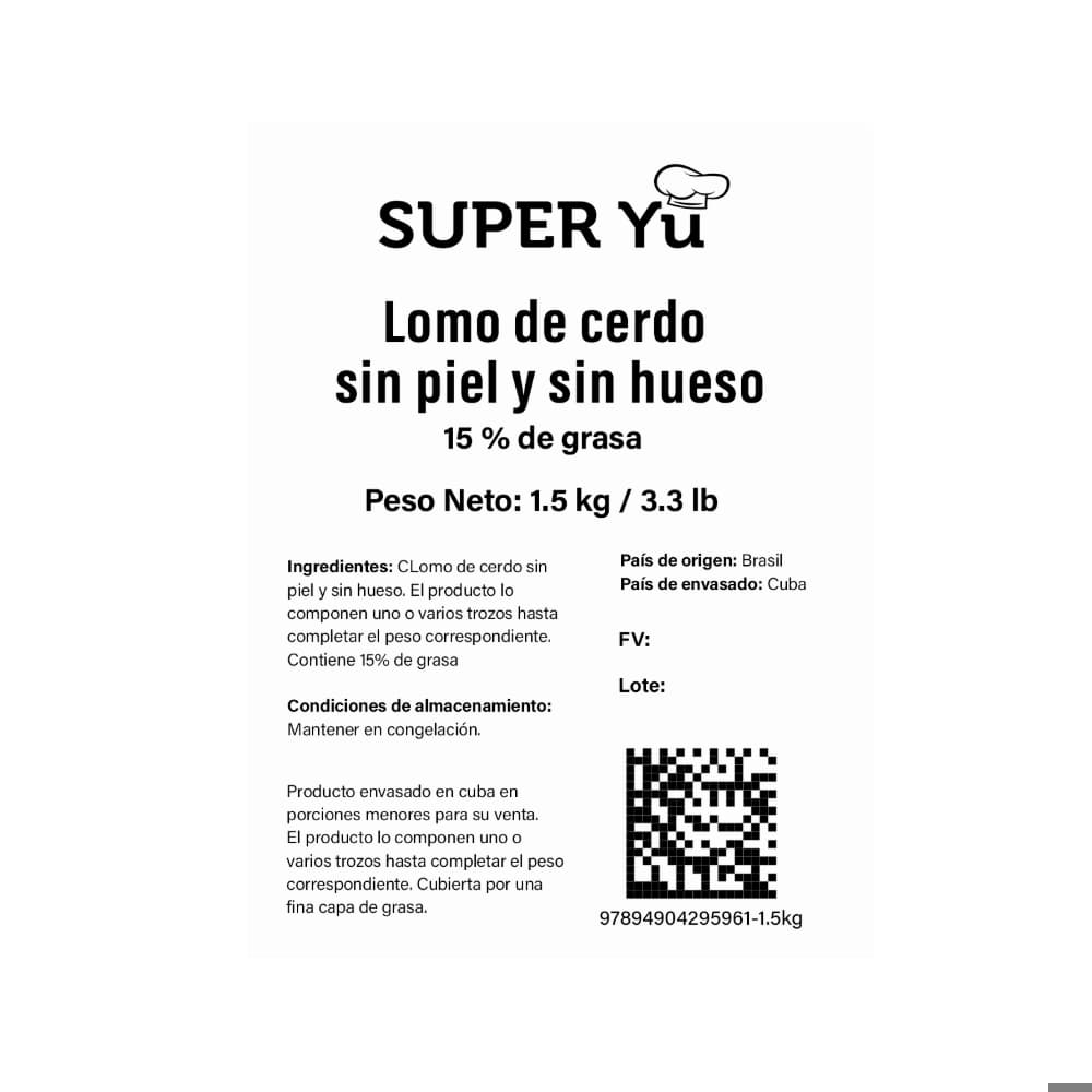 Lomo de cerdo sin piel y sin hueso Super Yu (1.5 kg / 3.3 lb) - Miniatura 2