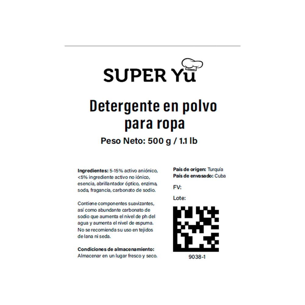 Detergente en polvo para ropa Super Yu (500 g / 1.1 lb) - Miniatura 3