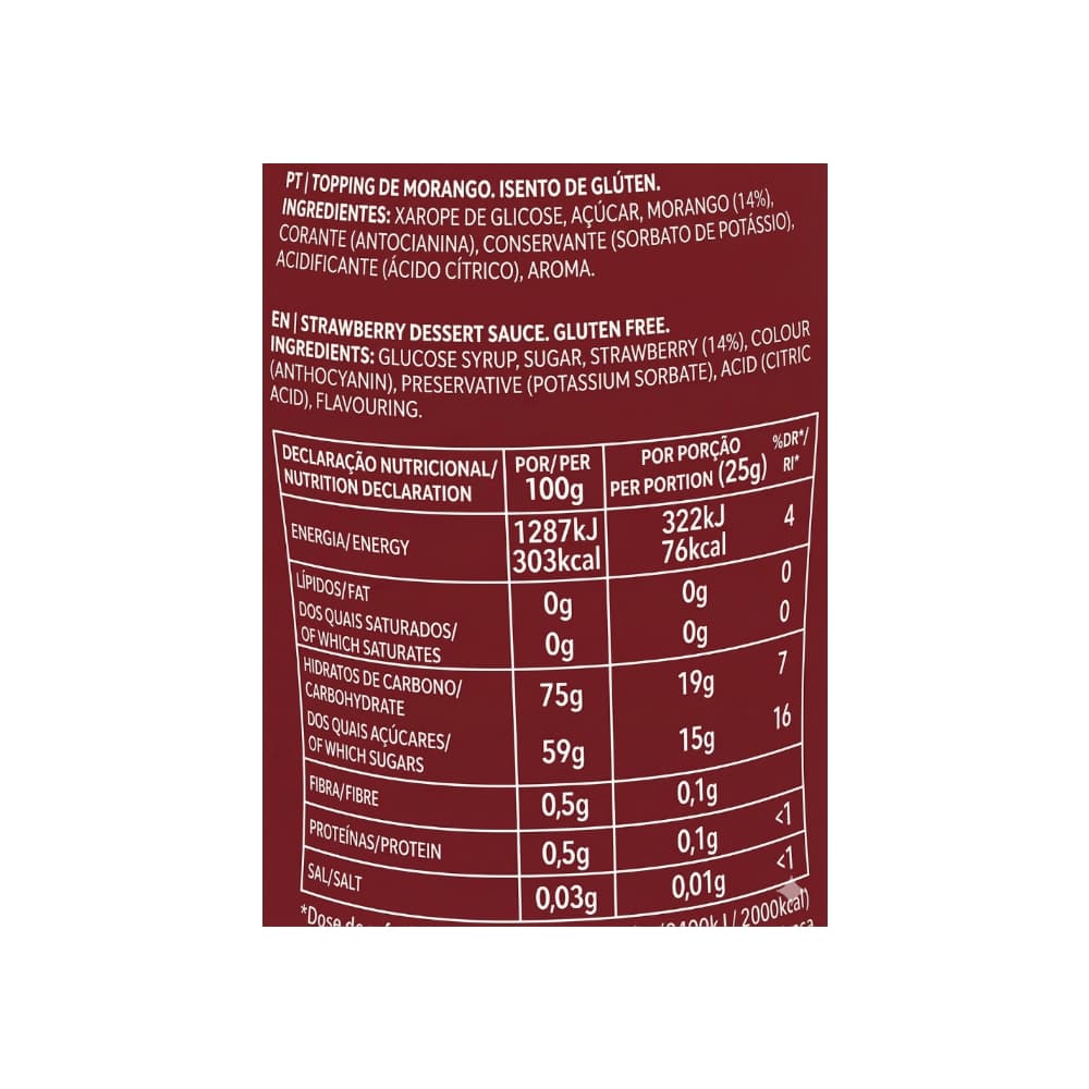 Cobertura para postres de fresa sin gluten Continente (295 g / 10.41 oz) - Miniatura 3