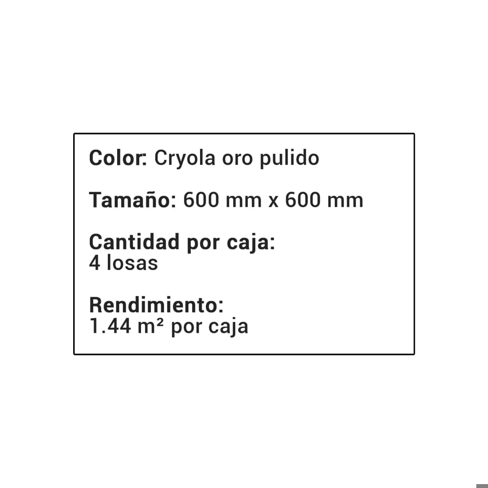 Caja de losas cryola oro pulido de porcelana esmaltada 600 mm x 600 mm Malu G-01 (4 U) - Miniatura 4