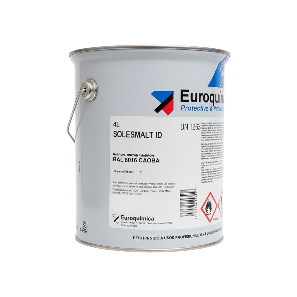 Pintura esmalte color marrón caoba RAL 8016 Euroquímica (4 L) - Miniatura 2
