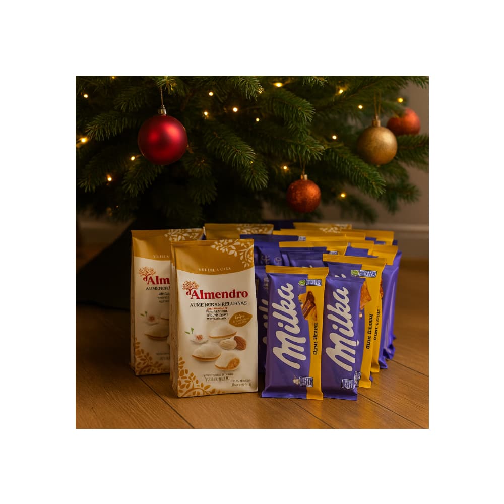 Combo de Sidra + chocolate Milka + bombones rellenos con almendras + almendras rellenas de turrón - Miniatura 2