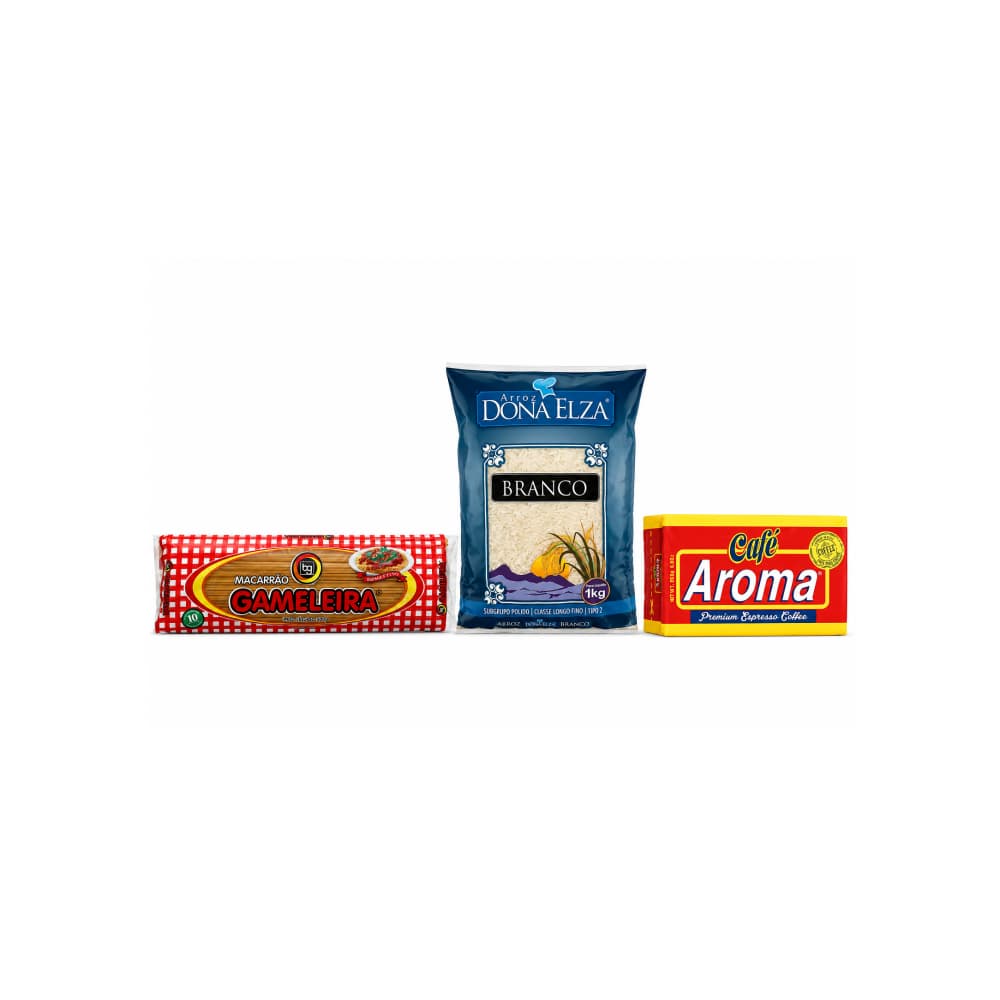 Combo mixto Arroz blanco de grano largo y fino tipo 2 Doña Elza + Espaguetis Gameleira +  Café espresso premium Aroma - Miniatura 1