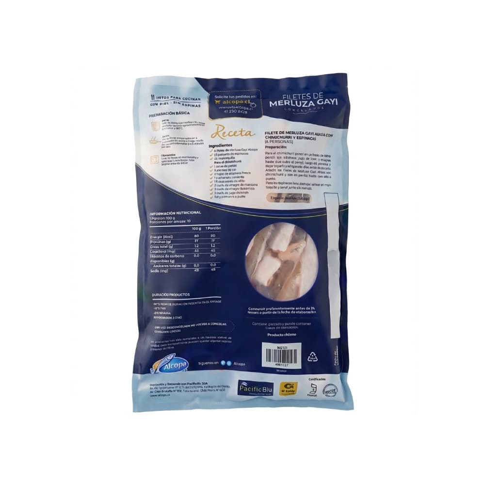 Filete de merluza gayi con piel Alcopa (1 kg / 2.2 lb) - Miniatura 2