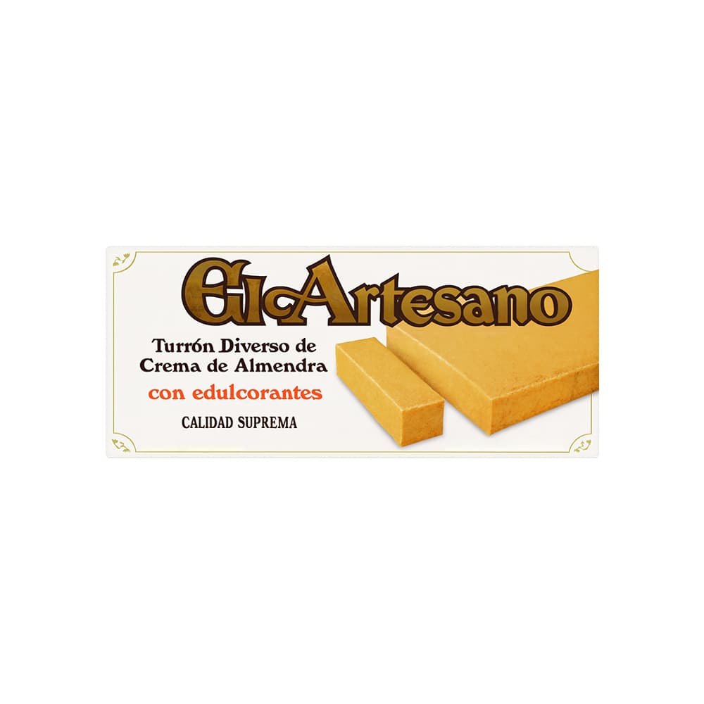 Turrón diverso de crema de almendra calidad suprema con edulcorantes El Artesano (200 g / 7 oz) - Imagen 1