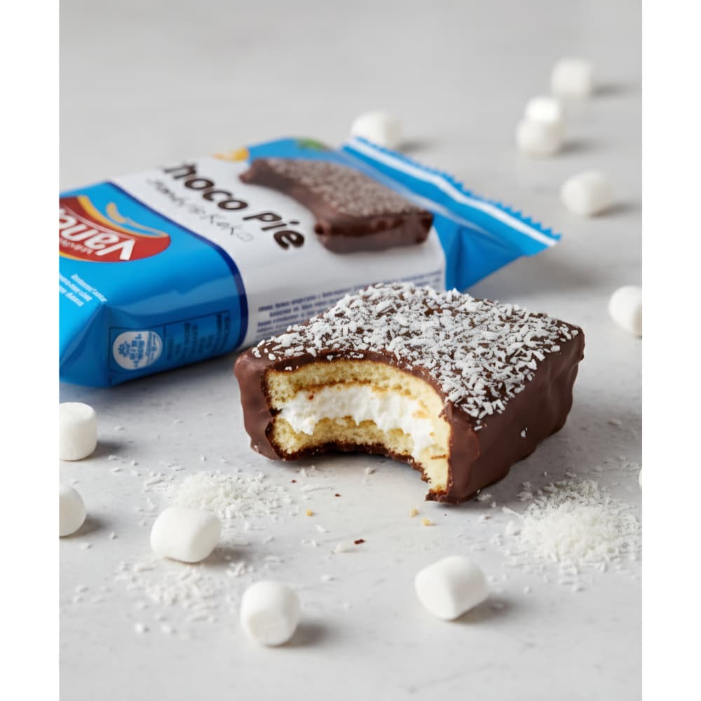 Pastel relleno de malvavisco con cobertura de chocolate y coco Vanelli (35 g / 1.23 oz) - Miniatura 4