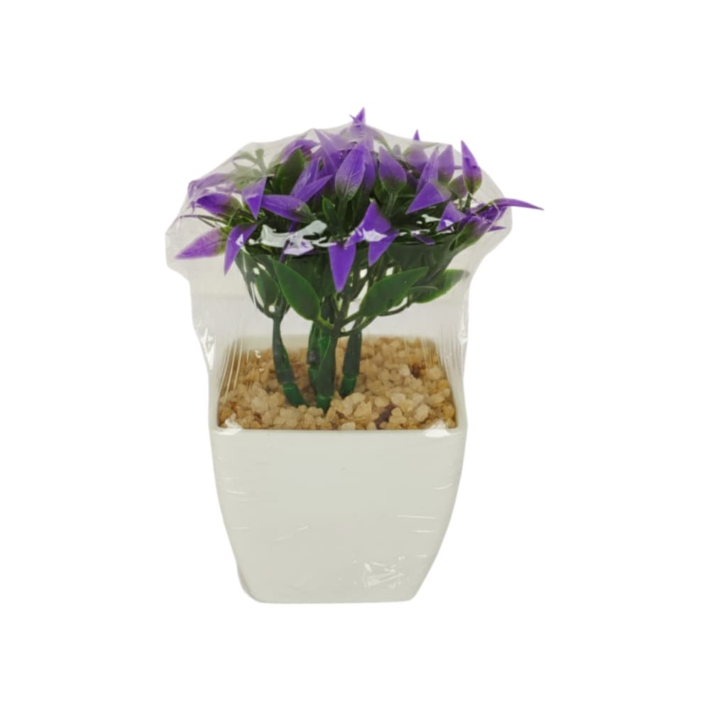 Maceta con plantas artificial verde y violeta Tiara - Miniatura 2