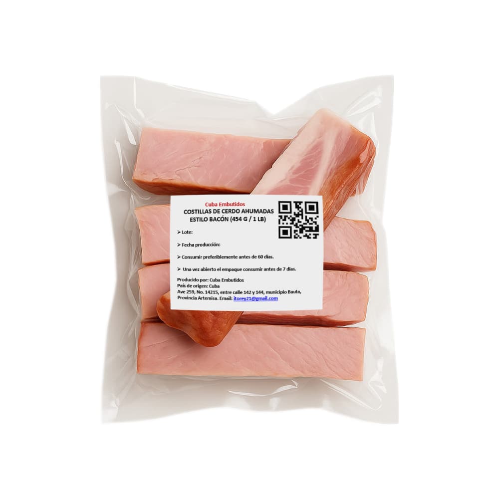 Costillas de cerdo ahumadas estilo bacón Cuba Embutidos (454 g / 1 lb) - Miniatura 3