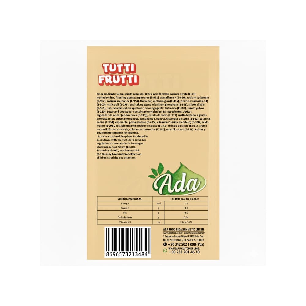 Refresco instantáneo sabor naranja Tutti Frutti Ada (6 g) - Miniatura 2