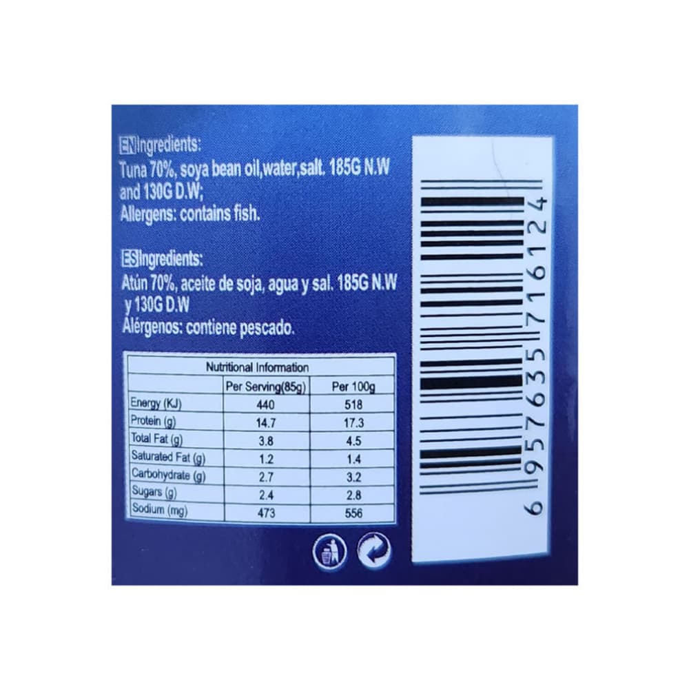 Atún lomitos en aceite Lucy (8 x 185 g / 6.53 oz) - Miniatura 4