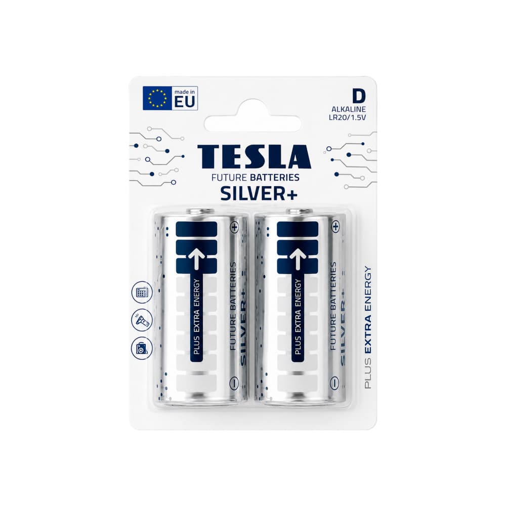 Baterías alcalinas D Tesla Silver+ (2 U) - Miniatura 1