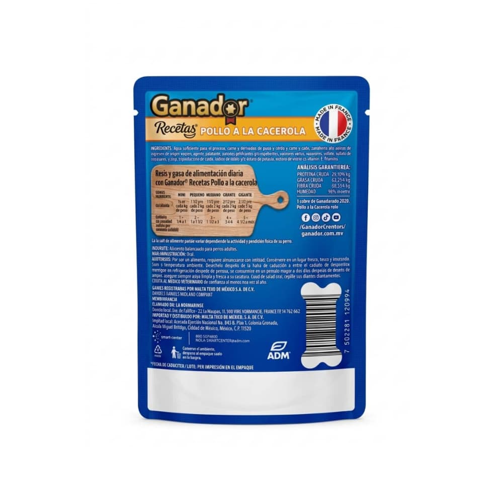 Alimento para perros adultos pollo a la cacerola Ganador (100 g / 3.52 oz) - Miniatura 2