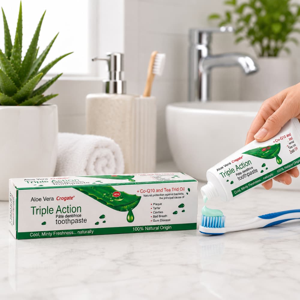 Pasta dental de aloe vera Crogate Triple Acción (5 x 100 g / 3.52 oz) - Miniatura 2