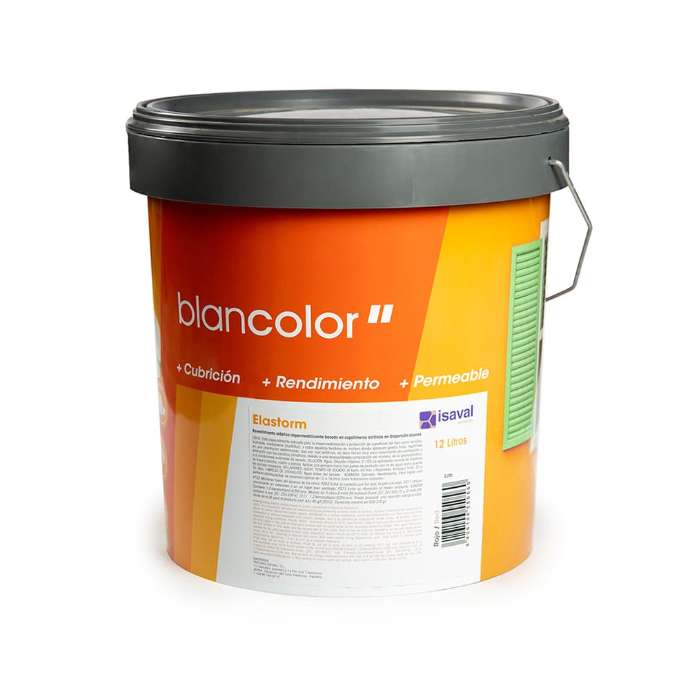 Pintura elástica impermeabilizante color rojo elastorm Blancolor Isaval (12 L) - Miniatura 3