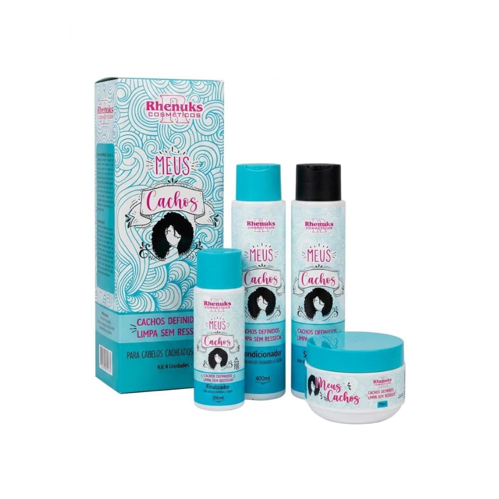 Set de 4 productos para cabello rizado Rhenuks Cosméticos Meus Cachos - Miniatura 1