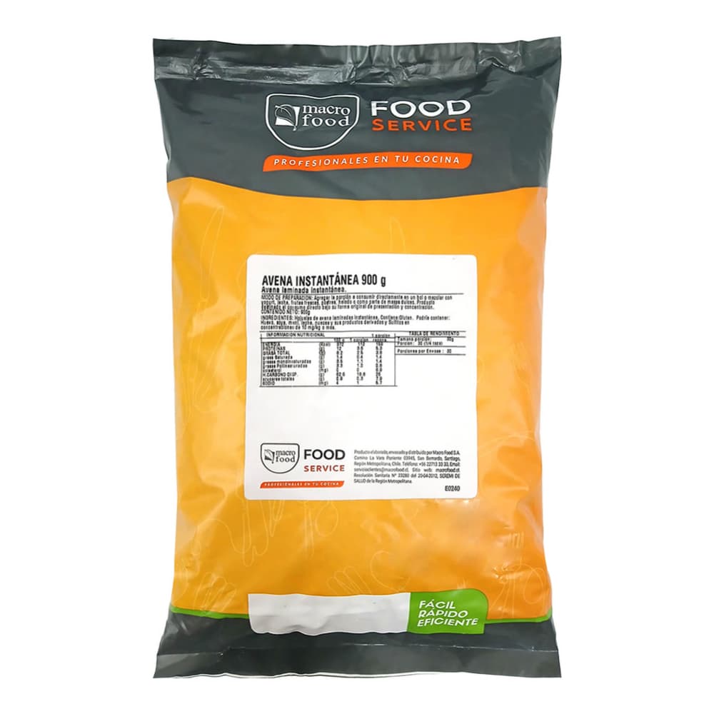 Avena instantánea Macro Food (900 g / 1.9 lb) - Imagen 1