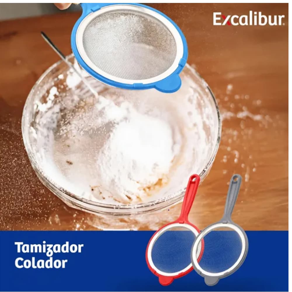 Juego de 3 coladores para tamizar alimentos y bebidas 12 cm Excalibur - Miniatura 2