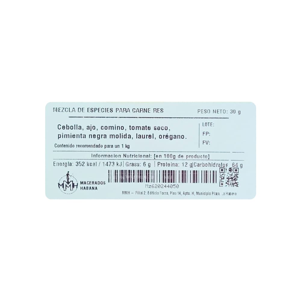 Mezcla de especias para carne res Macerados Habana (30 g / 1.06 oz) - Miniatura 2