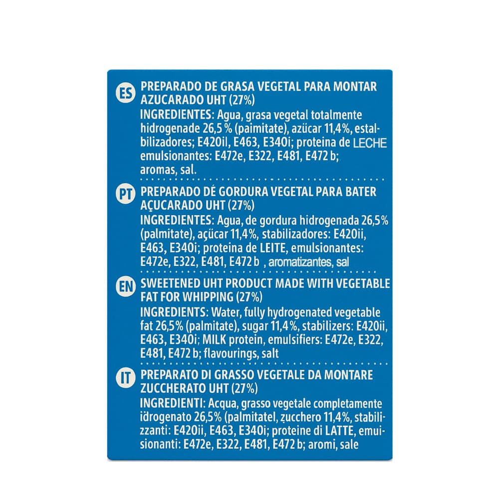 Preparado de grasa vegetal para montar azucarado La Creme Food Service (1 L) - Miniatura 2