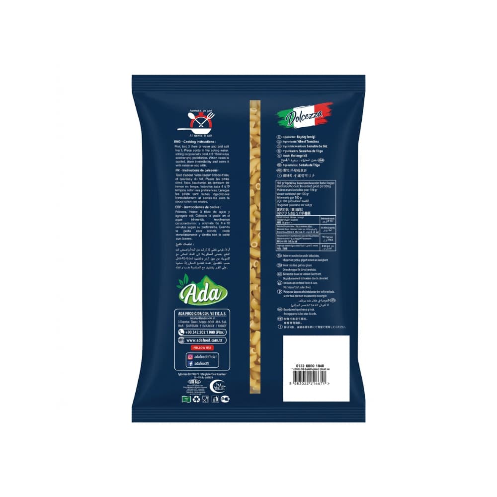 Pasta corta - macarrones en forma de coditos Dolcezza Ada (500 g / 1.1 lb) - Miniatura 2