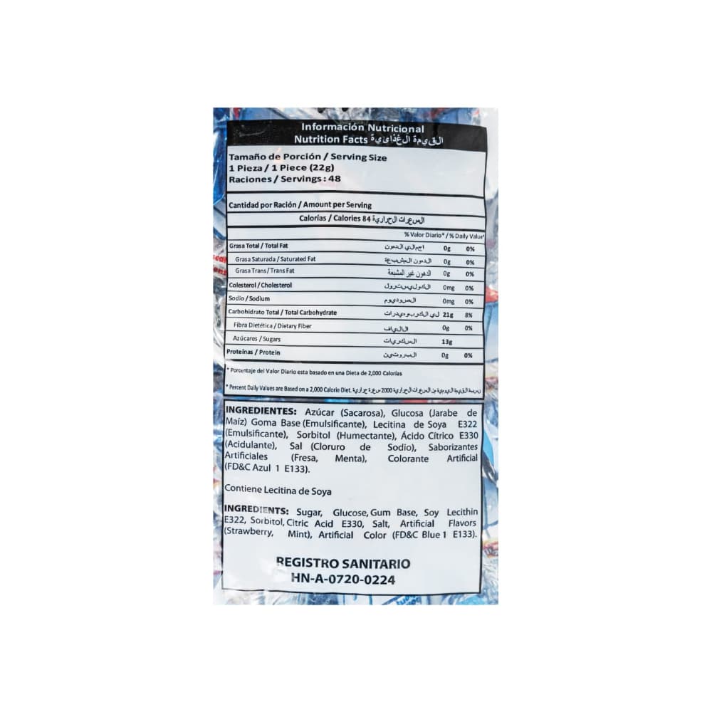 Chupa chupas de fresa con doble chicle sabor menta XXL Confites Venus (1.15 kg / 2.54 lb) - Miniatura 3