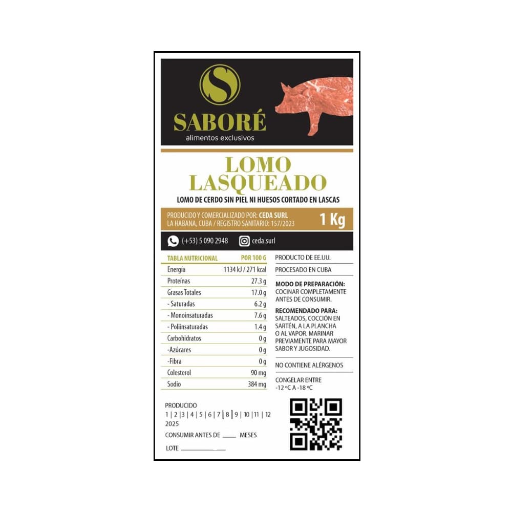 Lomo de cerdo lasqueado Saboré (1 kg / 2.20 lb) - Miniatura 3