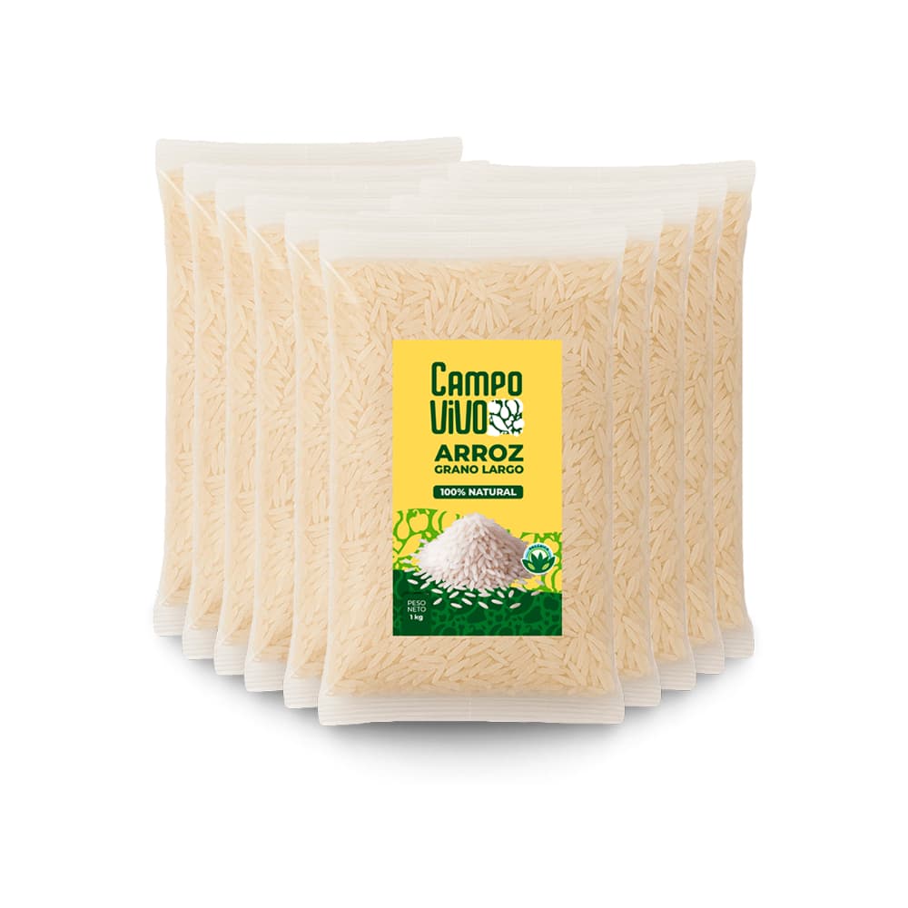 Arroz de grano largo Campo Vivo (10 x 1 kg / 2.2 lb) - Imagen 1