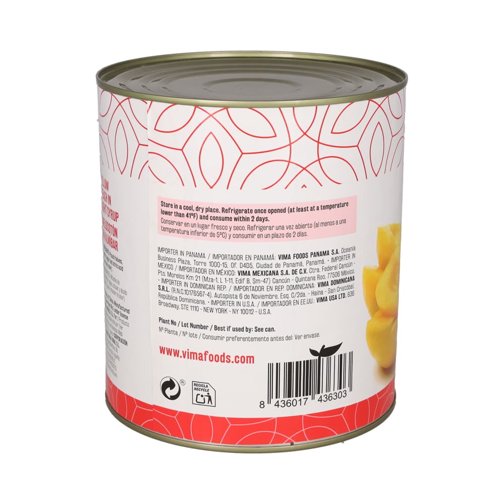 Melocotón en almíbar Vima Foods (3 kg / 6.6 lb) - Miniatura 2