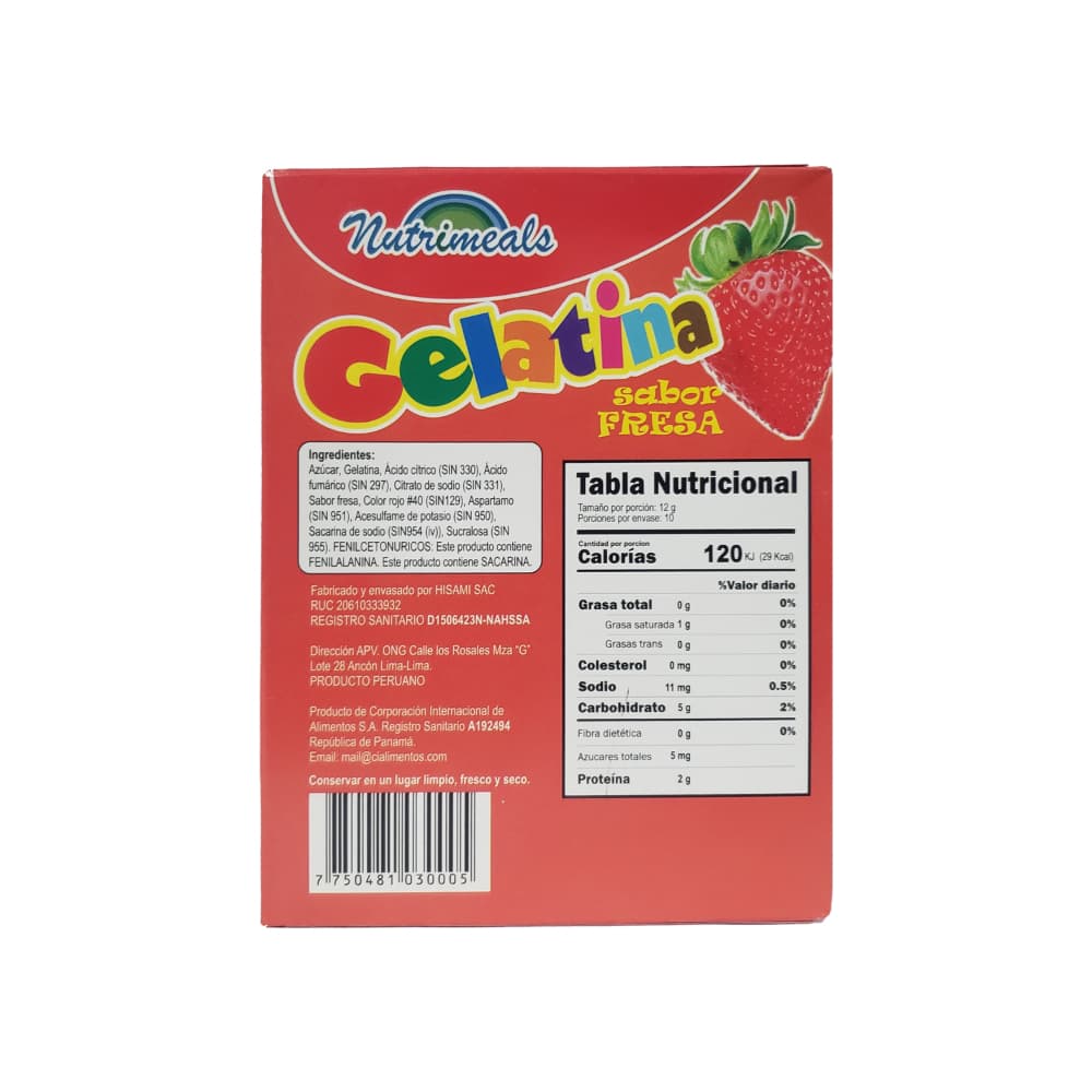 Gelatina sabor fresa Nutrimeals (120 g / 4.23 oz) - Miniatura 2
