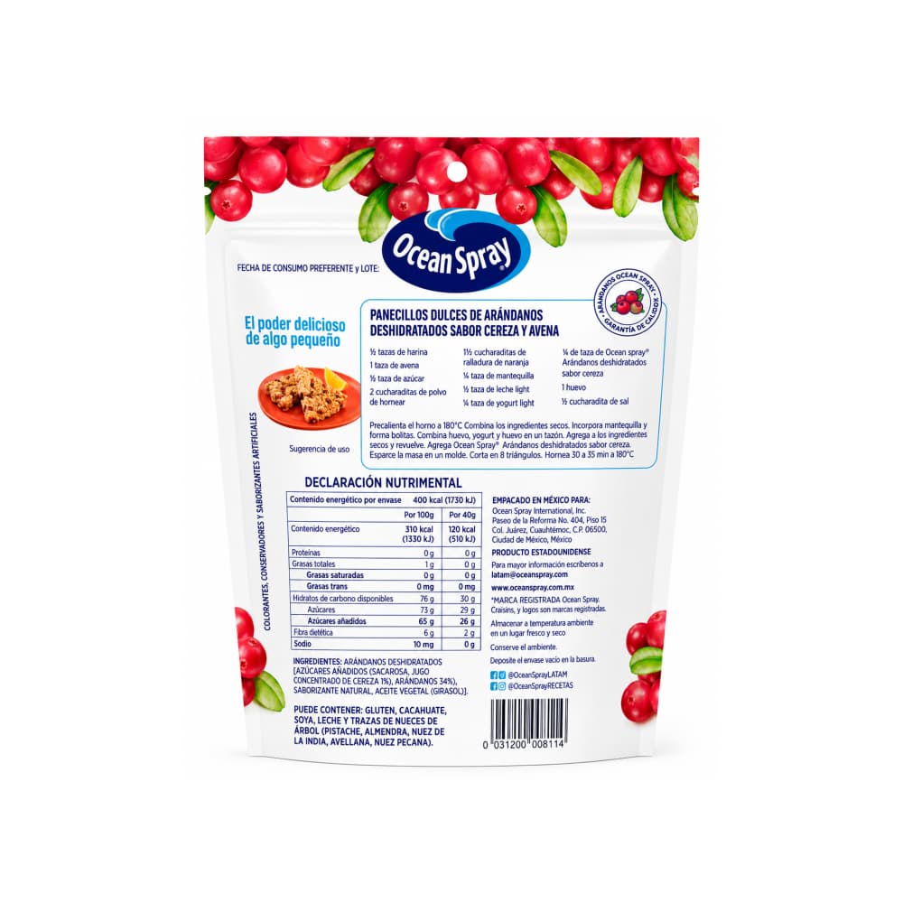 Arándanos deshidratados endulzados con jugo de cereza Ocean Spray (130 g / 4.55 oz) - Miniatura 2