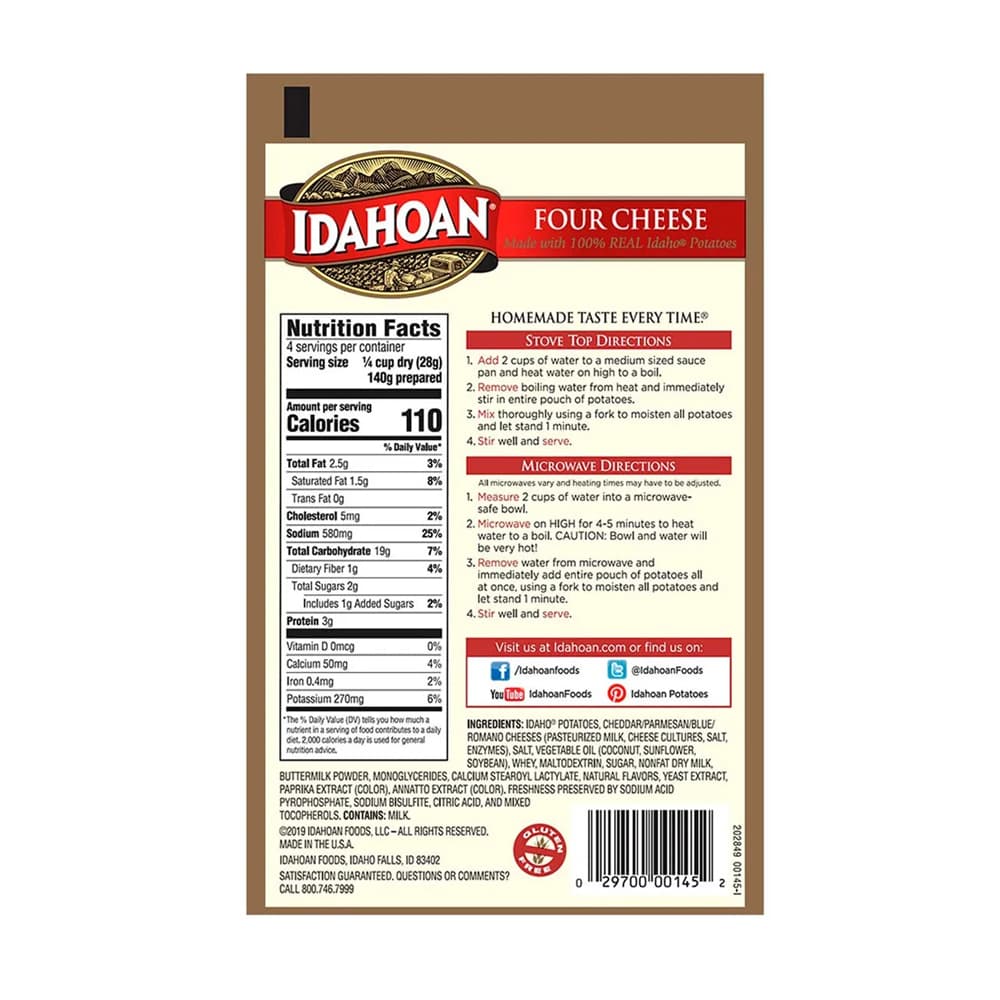 Puré de papa con cuatro quesos Idahoan (113.4 g / 4 oz) - Miniatura 2