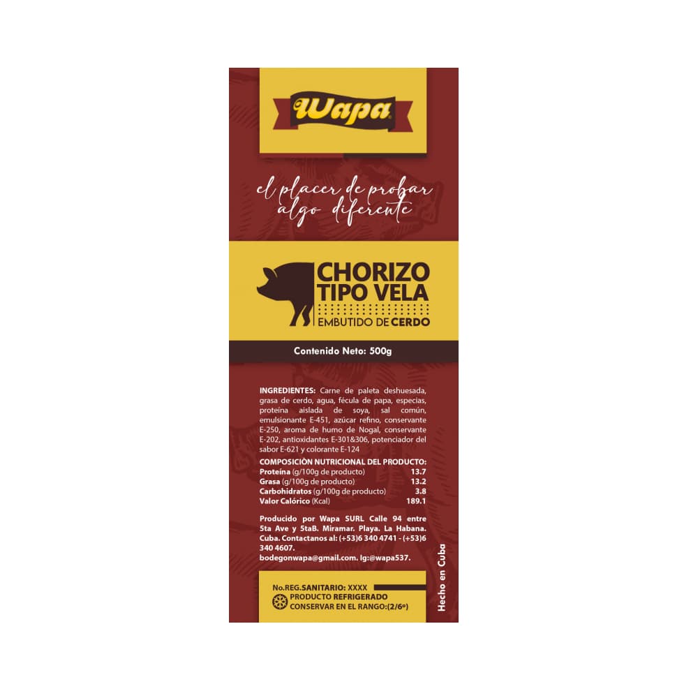 Chorizo tipo vela lasqueado Wapa (500 g / 1.1 lb) - Miniatura 3